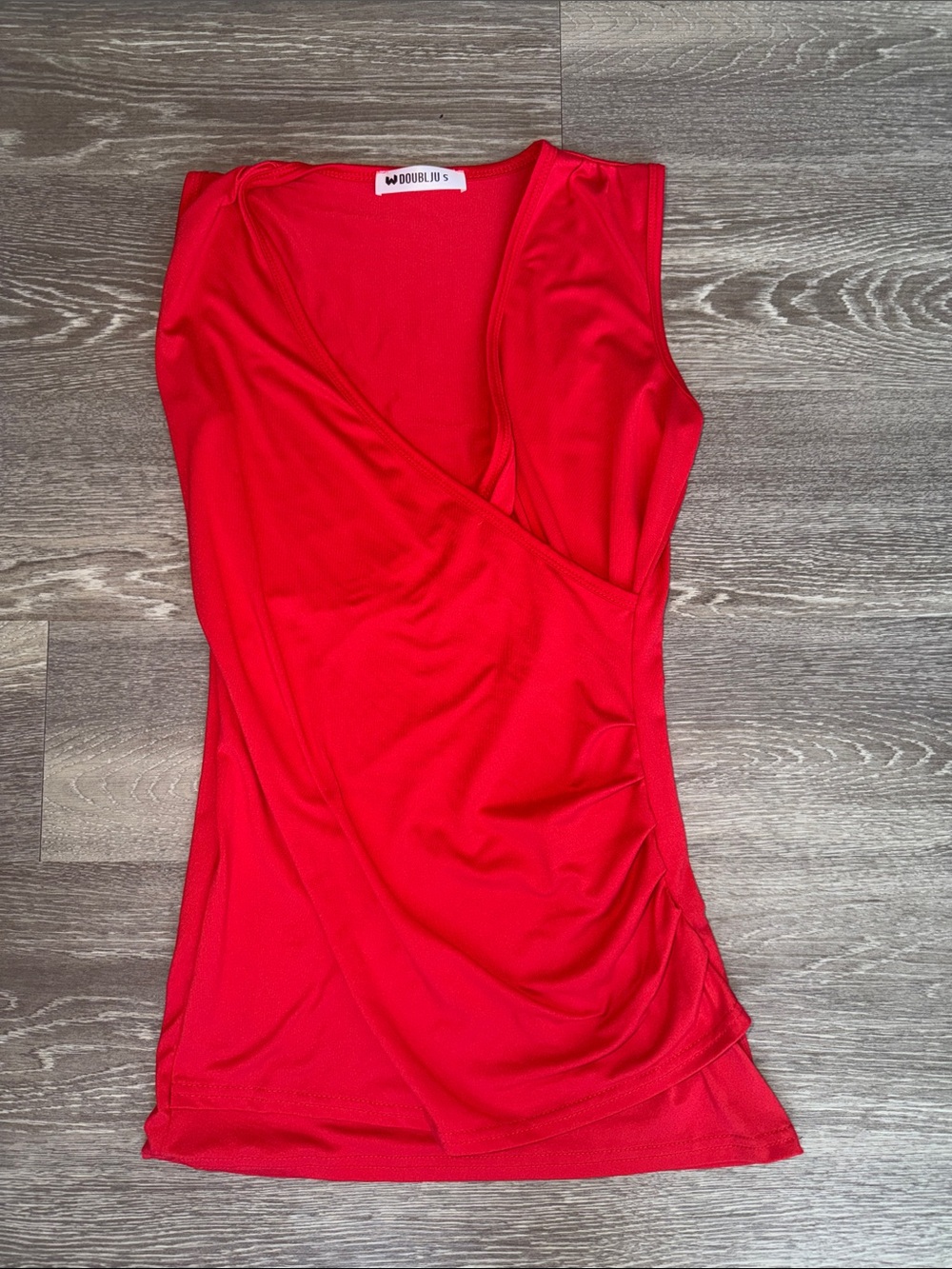 Red Sleeveless Wrap Tank